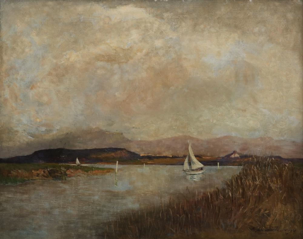 Barche a vela su un fiume, 1921